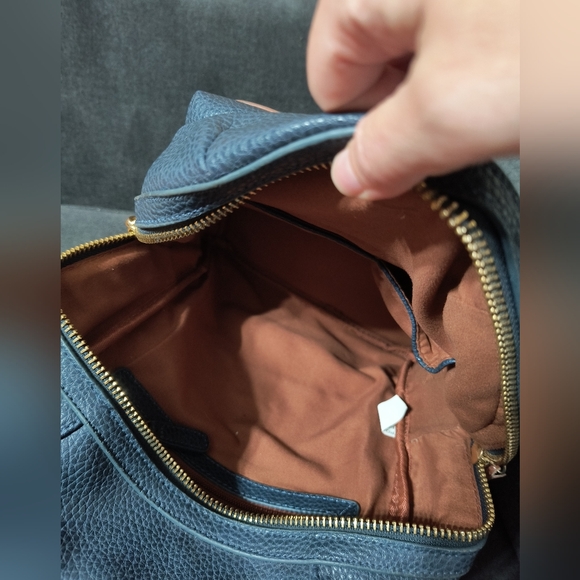 Adrienne Vittadini backpack purse, H 11"/L 13"/ W 5", navy and brown - Picture 13 of 16